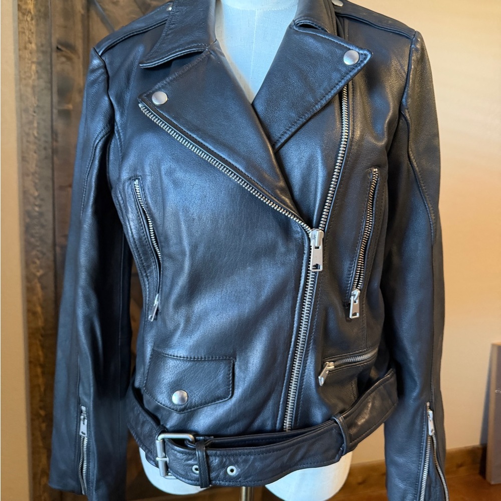 Antonio Melani Black Leather Moto Jacket - Women